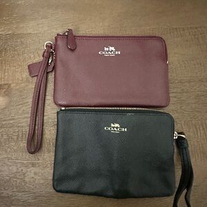 Coach Burgundy and Black Wristlet Duo